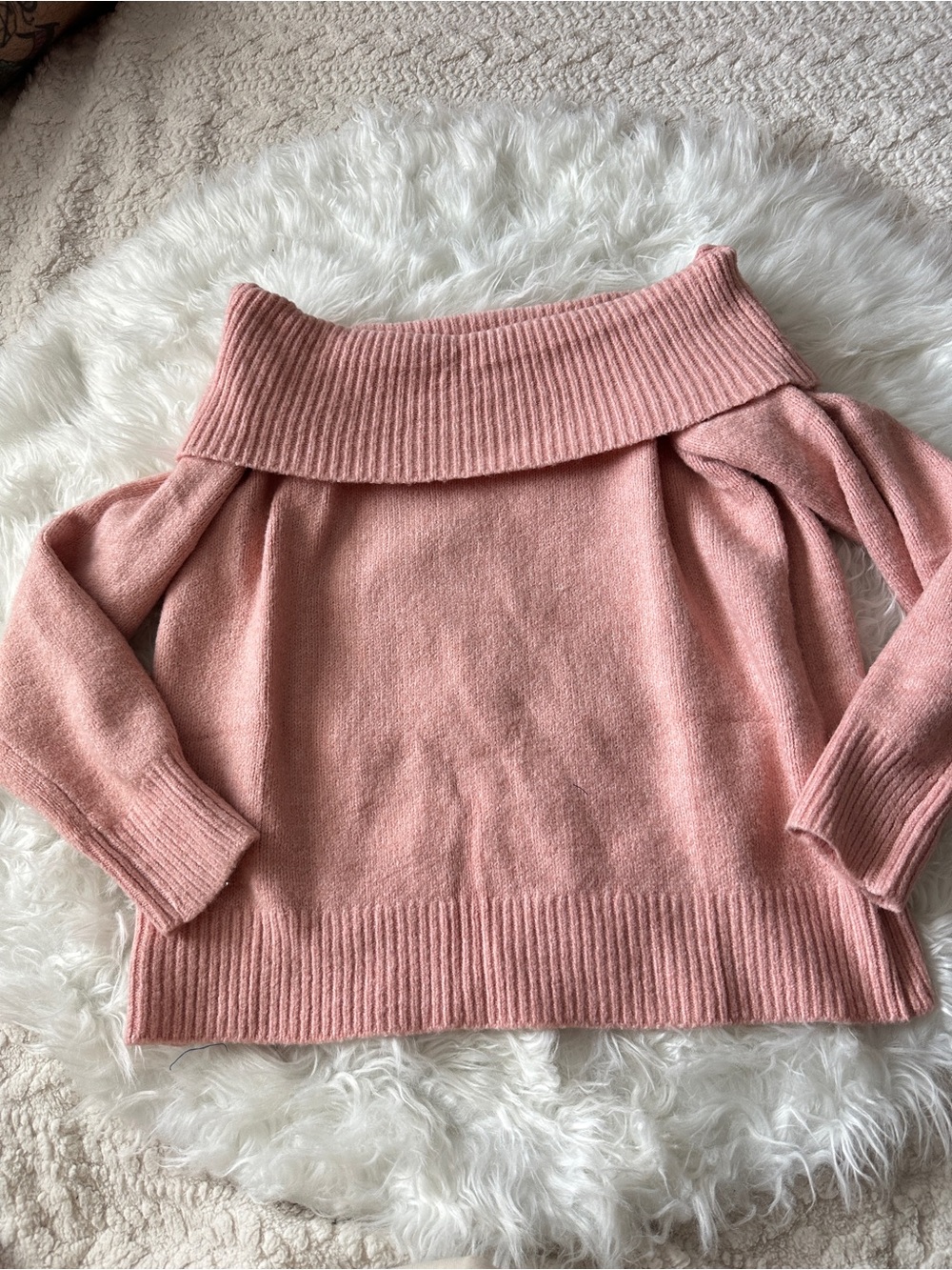 Soft Off-Shoulder Pink Sweater